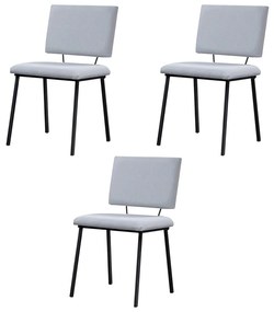 Kit 3 Cadeiras Decorativas Sala de Jantar Fennel Linho Gelo G17 - Gran Belo