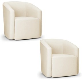 Poltrona Decorativa Base Giratória Kit 2 Stella Max Linho D03 - D'Rossi - A19 Bege