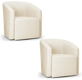 Poltrona Decorativa Base Giratória Kit 2 Stella Max Linho D03 - D'Rossi - A19 Bege