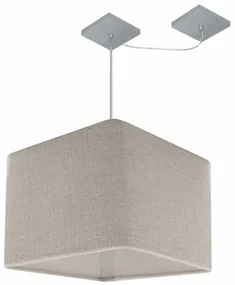Lustre Pendente Quadrado Com Desvio Md-4269 Cúpula em Tecido 30/40x40cm Rustico Cinza - Bivolt