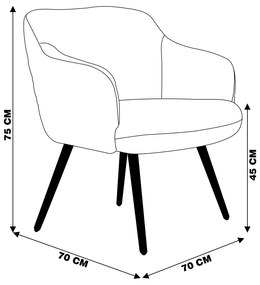 Kit 2 Poltronas Decorativas Kitana Pés Palito PU Sintético/Linho Preto/Areia G15 - Gran Belo