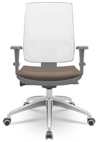 Cadeira Brizza Diretor Grafite Tela Branca com Assento Vinil Marrom Base Autocompensador Aluminio - 65792 Sun House