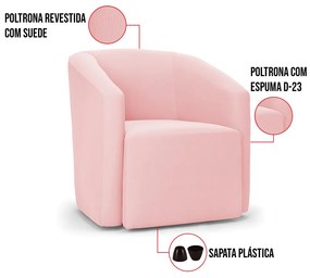 Poltrona Decorativa Orgânica Kit 2 Stella Max Suede Rosa Bebê D03 - D'Rossi