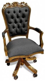 Cadeira Giratória Luiz XV Capitonê Madeira Maciça Design de Luxo Peça Artesanal