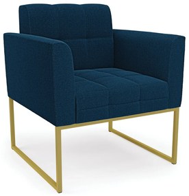 Poltrona Sala de Estar Industrial Dourado Elisa Bouclê Azul D03 - D'Rossi