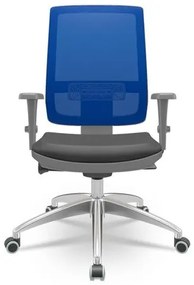 Cadeira Brizza Diretor Grafite Tela Azul com Assento Vinil Preto Base Autocompensador Aluminio - 65785 Sun House