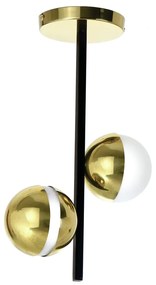 Plafon Vertical C/ Globo Filete 25X10X39Cm Metal E Vidro 2 X G9 Globo... (CHAMPANHE / DOURADO BRILHO, FOSCO)