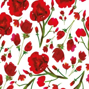 Papel de Parede Floral Desenho Rosas Vermelhas