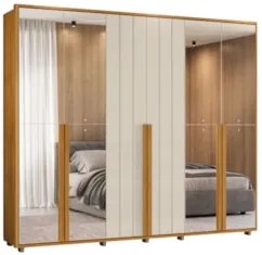 Guarda Roupa Casal 278cm 6 Portas 8 Espelhos Zac Off/Cinamomo Z10 - Mp