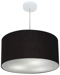 Lustre Pendente Cilíndrico Md-4213 Cúpula em Tecido 50x30cm Preto - Bivolt