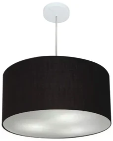Lustre Pendente Cilíndrico Md-4213 Cúpula em Tecido 50x30cm Preto - Bivolt