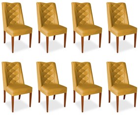 Kit 8 Cadeiras de Jantar Micheli Suede Amarelo