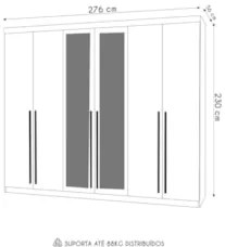 Guarda Roupa Casal 6 Portas Espelho Dubai Majestic Nature    - Vila Ri
