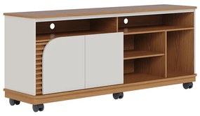 Bancada Tv de 65'' 2 Portas Ewa e Rodízio 150cm C04 - D'Rossi - Freijó e Off White