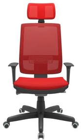 Cadeira Office Brizza Tela Vermelha Com Encosto Assento Aero Vermelho Autocompensador Base Standard 126cm - 63366 Sun House