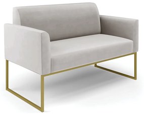 Sofá Namoradeira Base Industrial Dourado Marisa Veludo D03 - D'Rossi - Cinza