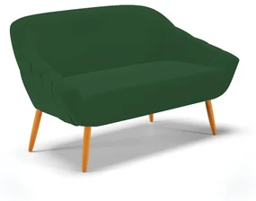 Namoradeira 02 Lugares Giovana Veludo Verde Pés Palito Castanho - D'Rossi