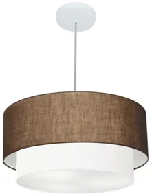 Pendente Cilíndrico Café e Branco MJ-4355 Para Mesa de Jantar e Estar