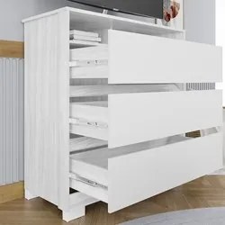 Cômoda para Quarto 3 Gavetas 90cm Califórnia Carvalho Branco/Branco -