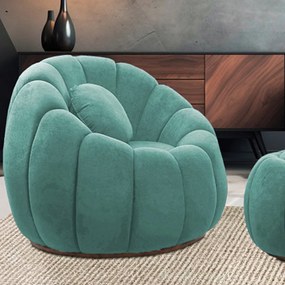 Poltrona Decorativa Orgânica Giratória Cloud Bouclê Azul Turquesa E03 - D'Rossi