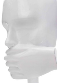 Escultura Decorativa Máscara Rosto Silêncio Branco 25x15 cm - D'Rossi