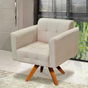 Poltrona Decorativa Giratória MM30 Elisa Sintético Bege D03 - D'Rossi