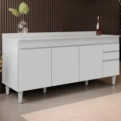 Balcão Gabinete 180cm com Tampo Dallas Branco - Lumil