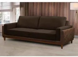 Sofá Living 3 Lugares 220cm Pés Madeira Marok F05 Veludo Marrom - Mpoz