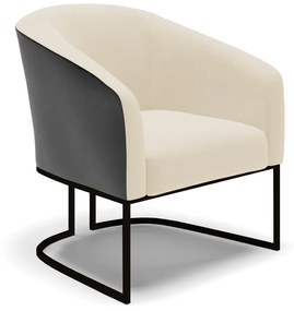 Poltrona Decorativa Industrial Preto Stella Preto/Linho Bege D03 - D'Rossi