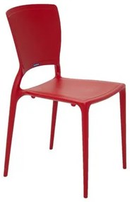 Cadeira Tramontina Sofia Vermelha com Encosto Fechado em Polipropileno e Fibra de Vidro
