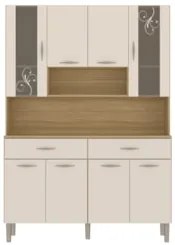 Armário de Cozinha Compacta 121cm Bruna Plus Freijó/Soft Z06 - Mpozena