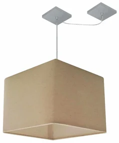 Lustre Pendente Quadrado Com Desvio Bege MJ-4268 Para Mesa de Jantar e Estar