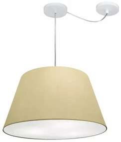 Lustre Pendente Cone Com Desvio Bege MJ-4278 Para Mesa de Jantar e Estar