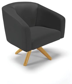 Poltrona Decorativa Giratória MA30 Stella Sintético D03 - D'Rossi - Preto
