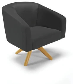 Poltrona Decorativa Giratória MA30 Stella Sintético D03 - D'Rossi - Preto