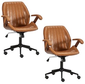 Kit 2 Cadeiras de Escritório Giratórias com Regulagem de Altura Alderaan PU Caramelo G56 - Gran Belo