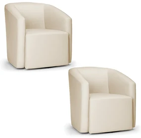 Poltrona Decorativa Base Giratória Kit 2 Stella Max Sintético Bege D03 - D'Rossi