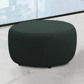 Conjunto Sala de estar Decorativo Mariele Poltrona Base Giratória em Aço com Puff Couro Verde Musgo G88 - Gran Belo