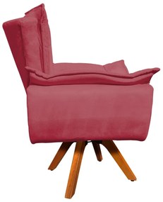 Poltrona Giratória Opala Suede Base Madeira MM30 D'Rossi - Rose