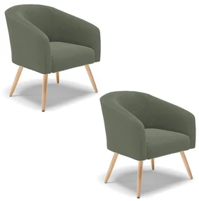 Poltrona Decorativa Pé Palito Natural Kit 2 Stella Bouclê D03 - D'Rossi - Verde Pistache