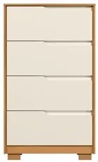 Cômoda Para Quarto 4 Gavetas Luna Flex A02 Carvalho Grife/Off White -