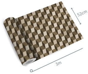 Papel de parede adesivo meio cubo marrom
