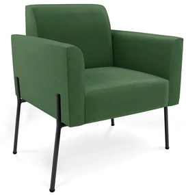 Poltrona Pé de Ferro Preto para Sala Marisa Suede Verde D03 - D'Rossi