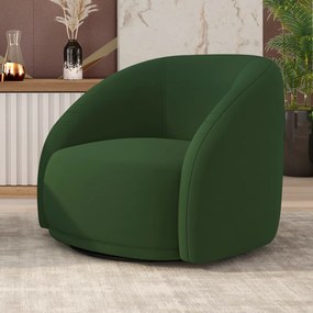 Poltrona Decorativa Jenny Base Giratória em Metal Preto Veludo Verde G45 - Gran Belo