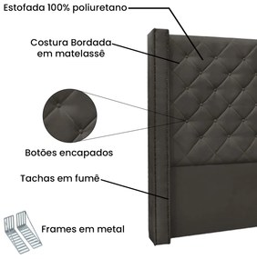 Cabeceira Vicenza Para Cama Box Solteiro 90 cm Suede Cinza - D'Rossi