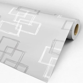 Adesivo geométrico quadrado cinza e branco