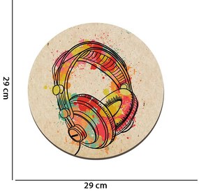 Quadro Placa Decorativa Redonda Fone de Ouvido 29 cm - D'Rossi