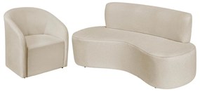 Kit Sofá Curvo Amsterdã 180cm e Poltrona Luiza Max Bouclé