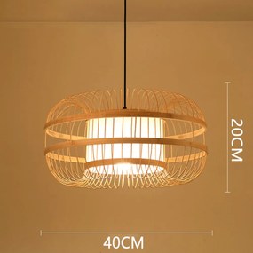 Luminária Pendente Estilo chinês artesanal led de bambu lustre cozinha quarto hotel jardim decoração pingente lâmpadas - Type K-40CM - Canopy-White