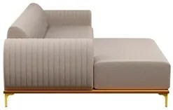 Sofá 265cm 4 Lugares com Chaise Esquerdo Pés Gold Molino C-107 Linho B